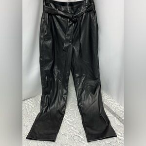 Babaton Aritzia Faux Leather Black pants. Tie belt size 10